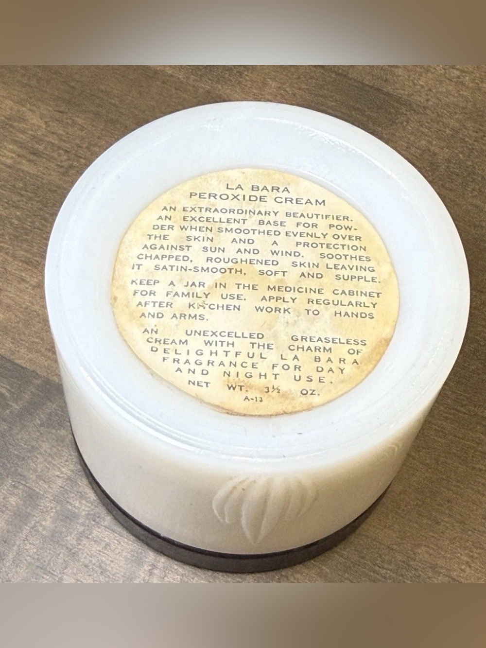 Antique 1920 Milk Glass Jar / Canister With Screw On Lid Peroxide Cream 2.25"T - Picture 3 of 7